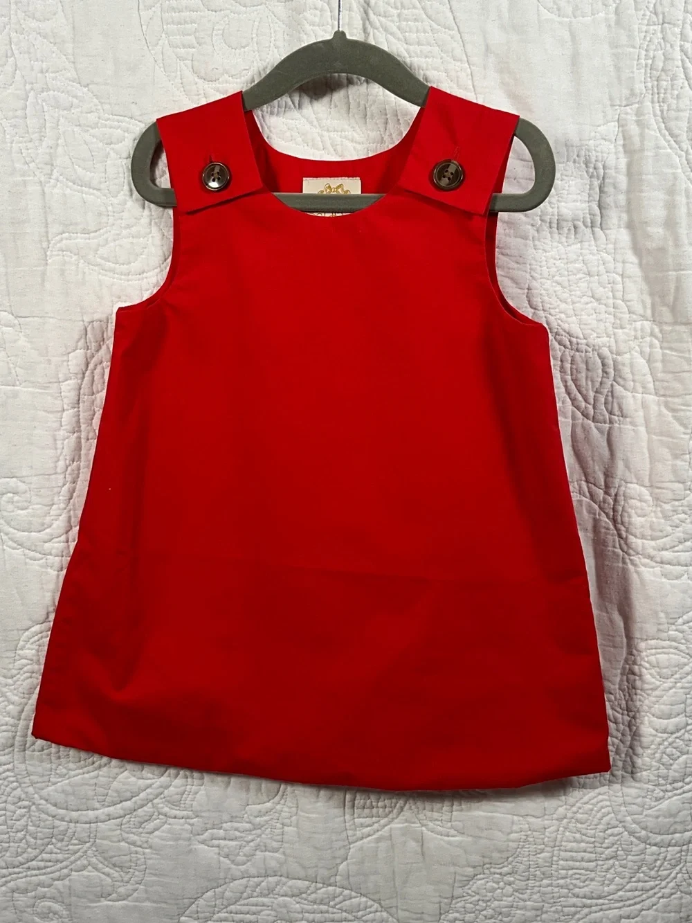 The Beaufort Bonnet Company Red Sleeveless Pinafore with Button Straps